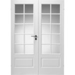 Swedoor Style SP10+SP10 hvidmalet dobbeltdør celle m/glas m15x21 / 72,5+72,5x204cm